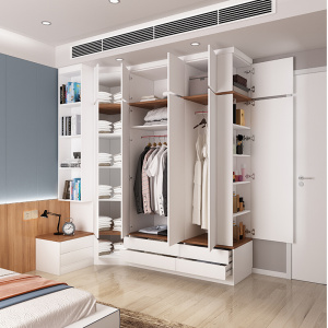 家p用卧室简约现代实木定制组装衣柜带床头柜一体儿童储物收纳柜