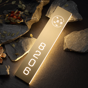 高档发光门牌标识不锈钢拉丝金属牌定制轻奢创意指示牌酒店宾馆饭店