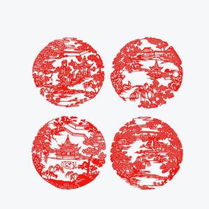 000人付款淘宝高清建筑风景手工剪纸素材苏州园林西湖刻纸打印底稿梅