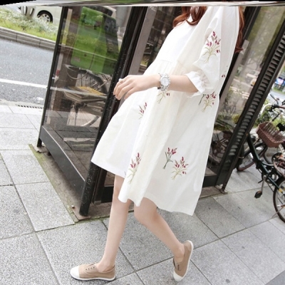 新连体甜美流行秋蜜夏季春孕周岁新款闺妇连衣裙棉麻成年沙滩夏.