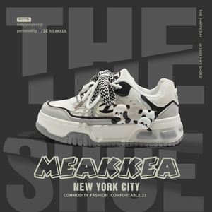 MEAKKEA小白鞋女2024新款春季拼色运动板鞋厚底休闲百搭面包鞋