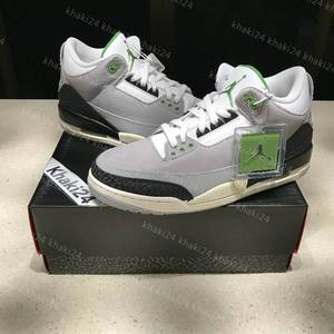 khaki24 air jordan 3 aj3 叶绿素 灰绿 手稿 乔3情侣 136064-006
