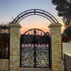 铁艺拱门花架门垛顶部别墅拱门架子铁艺庭院门柱拱形花架定做门头