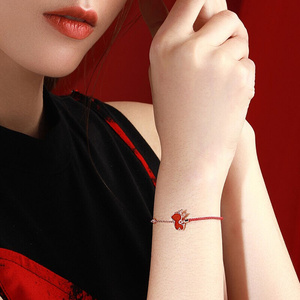 吉宏萌鹿饰品手链银一路有你鹿编织手绳女森系圣诞生s日礼物送t.