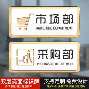 市场部门牌亚克力标识牌定制企业单位部门采购部标牌温馨提示科室牌