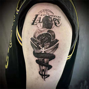 致敬偶像科比黑曼巴nbains风防水持久仿真男女花臂腿部纹身贴纸