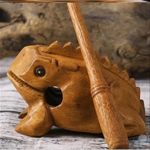 日本购泰国招财蛙木制木雕实木s蛤蟆木头青蛙蟾蜍会叫儿童玩具发