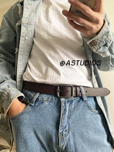 皮带男高级感韩版简约潮ins年轻人百搭装饰牛仔裤带复古棕色腰带
