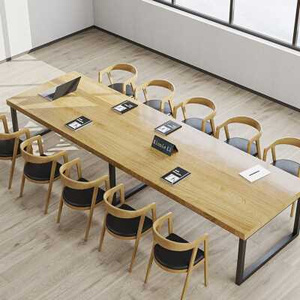 小会议桌6人长桌20人实木长方形简约现代大办公oa桌子餐桌椅胡桃.