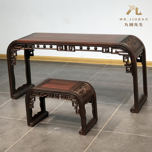 大红酸枝琴案两件套红木家具客厅实木古筝架中式伏琴式古琴桌琴架