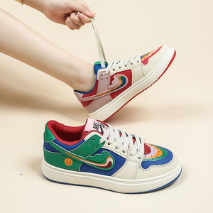 鸳鸯鞋女2022夏季新款拼色休闲运动平底学生百搭时尚小众aj板鞋女