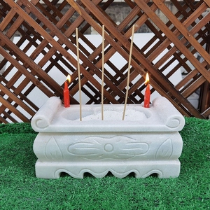 香炉室外石头墓前石雕小摆件天然汉白玉青石石材整石雕刻而成