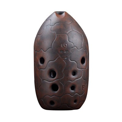 日本购空谷埙乐器无釉勋窑变陨可水洗陶埙c十孔双腔笔筒埙f调