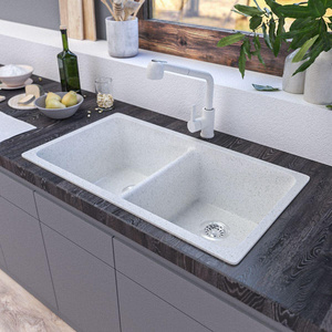 日本购境黑色双石英石厨房水槽花岗岩洗碗洗菜盆洗手池人造石家用
