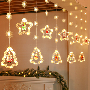 圣诞节装饰店铺装饰灯串吊窗帘灯挂饰橱窗场景布置LED串灯星星灯