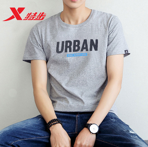 特步t恤男夏季新款透气短袖圆领体恤半袖宽松潮t休闲男装运动上衣