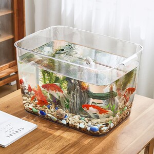 高清透明塑料鱼缸家用客厅金鱼缸小型仿玻璃造景生态办公室乌龟缸