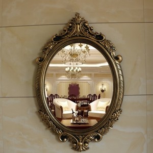欧式浴室镜子壁挂美式卫生间梳妆台镜美容院化妆镜复古玄关装饰镜