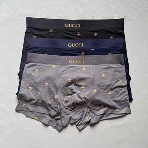 gucci古驰男士内裤抗菌莫代尔纯棉四角裤简约透气平角裤3条礼盒装