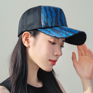 方脸适合的帽子夏季女韩时尚斑马纹网眼棒球帽户外透气弯檐鸭舌帽