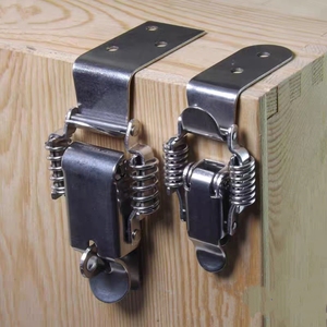加厚304不锈钢双弹簧搭扣木箱重型锁扣 箱扣挂锁搭扣家具箱包直角