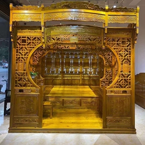 金丝楠木千工拔步床实木明清古典家具架子床婚床双人大床仙作工艺