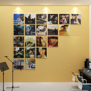 网红布置jay周杰伦专辑海报唱片照片墙面相框录棚音乐工作室装饰