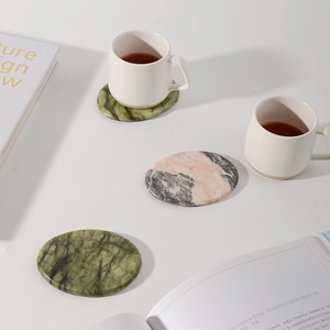 Oakliving大理石天然杯垫隔热桌面摆件茶杯咖啡垫创意托垫装饰
