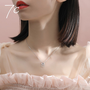 七度捕梦网925跳动的心纯银项链女潮简约锁骨链送女友情人新美琪.