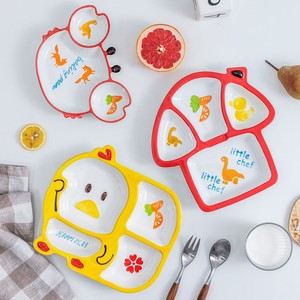 儿童餐盘分格餐具创意家用盘子陶瓷卡通可爱宝宝吃饭分隔盘快餐盘