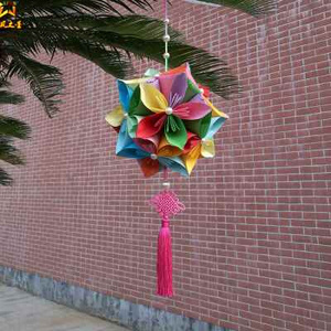 幼儿园儿童手工kx课作业绣球灯笼diy制作折纸彩纸卡纸剪纸材料包