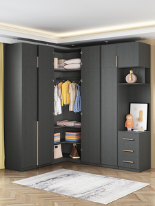 林氏木业官方旗舰店l型转角衣柜90度家用卧室小户型轻奢平开门组