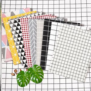 格子布环创桌布棉麻黑白粉色少女心书桌布料网格布幼儿园台布白色