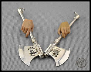 1:6古代兵器武器模w型 黑旋风李逵双板斧狮头手斧头斧子兵人配件