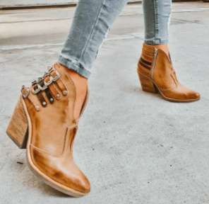 欧美新款女鞋铆钉五皮带扣木根大码女式短靴Women's ankle boots