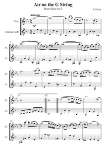 G弦上的咏叹调Air on a G String巴赫长笛单簧管二重奏总谱2分谱2