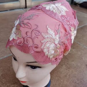 回族帽子新款穆斯林女帽绣花款蕾丝服饰女士打底帽伊斯兰礼拜小帽