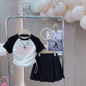 女童夏装套装2024新款韩版洋气儿童装学院风女大童短袖两件套裙子
