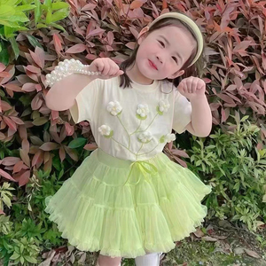 新款六一儿童演出服女童蓬蓬网纱公主裙子幼儿园绿色舞蹈表演服装