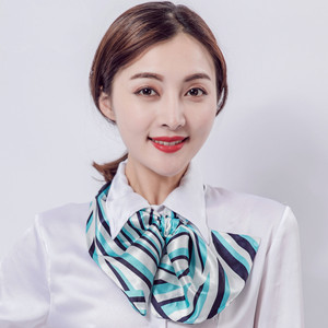 00跨爱旗舰店天猫建设银行职业女蓝色蝴蝶结丝巾工作客服礼仪职员