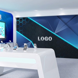 3d立体科技感公司前台LOGO背景墙布金属工业风办公室电竞酒店壁纸