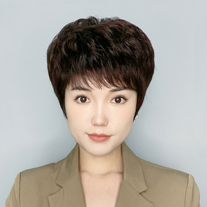 假发女短发时尚持久烫中老年妈妈发纹理烫全真发头套