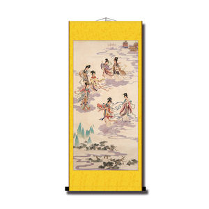 道教神像七仙女下凡卷轴挂画 七仙姑七星娘娘画像 玄关客厅装饰画