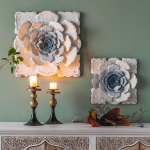 复古墙上壁挂饰背景墙装饰立体花朵墙饰法式创意铁艺壁饰墙面挂件