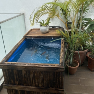 实木鱼池外箱刀刮布帆布蓄水养鱼池锦鲤地缸爬宠乌龟实木养殖水箱