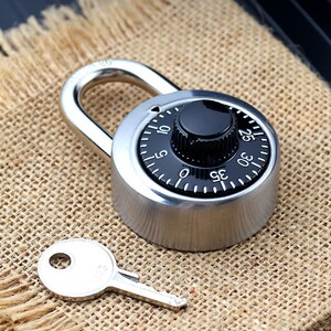 密码挂锁带钥匙双开转盘式旋转式旋转密码锁圆形锁宿舍小挂锁门锁