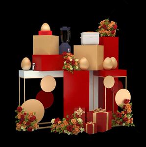 砸金蛋台布置交付dp点美陈堆头春季售楼处房地产定制礼品区装饰