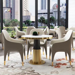 北欧洽谈桌椅组合售楼处部接待会客休闲沙发商场奶茶店岩板小圆桌