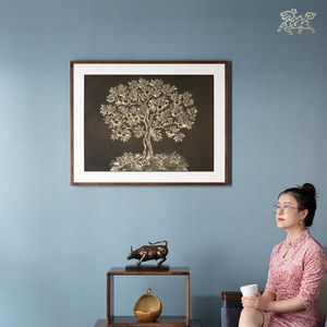 铜师傅手工錾刻铜雕画《幸运树》装饰画玄关画背景画壁画开业乔迁