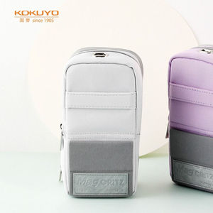 国誉(kokuyo)学生文具袋手机站立式涤纶笔袋浅灰大号90*75( 20)
